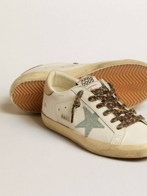 White Golden Goose Women's Super-Star With Gray Glitter Star And Nude Leather Heel Tab Super-Star Women - Image 4