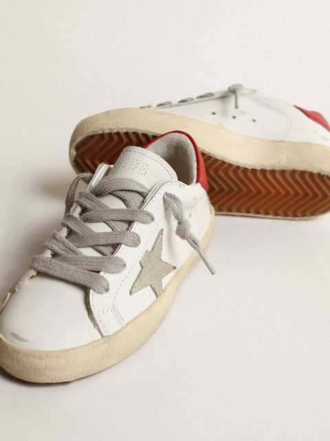 White Kids Little Boys (1-3 Years) Golden Goose Super-Star Junior With Suede Star And Red Leather Heel Tab - Image 3