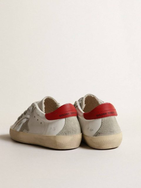 White Kids Little Boys (1-3 Years) Golden Goose Super-Star Junior With Suede Star And Red Leather Heel Tab - Image 4
