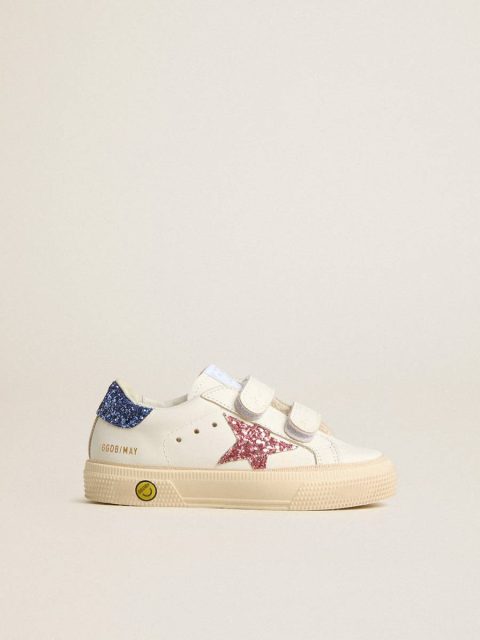 White Kids Young May School In Leather With Glitter Star And Heel Tab Golden Goose Girls (4-10 Years)