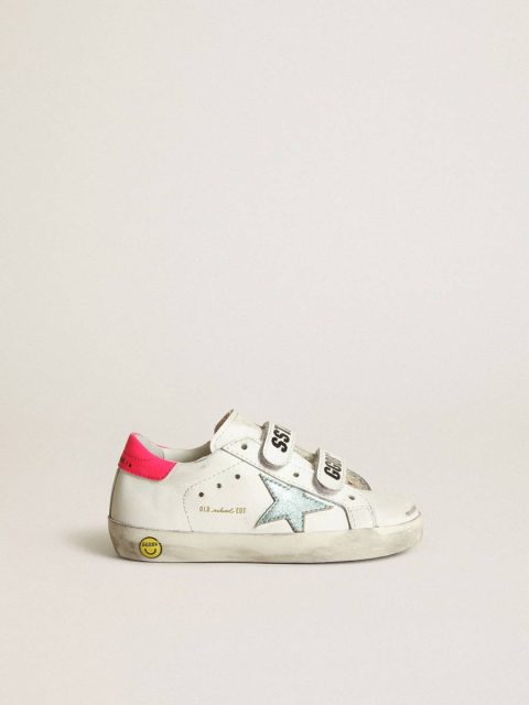 White Little Boys (1-3 Years) Golden Goose Junior Old School With Aquamarine Laminated Leather Star Kids