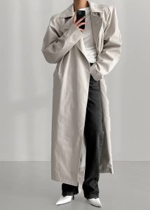 White Marisol Box Shoulder Trench - Bone Outerwear Women The Frankie Shop