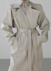 White Marisol Box Shoulder Trench - Bone Outerwear Women The Frankie Shop - Image 3