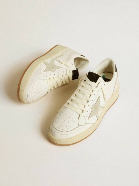 White Men Ball Star Ball Star With Ice-Gray Suede Star And Glossy Black Leather Heel Tab Golden Goose - Image 2