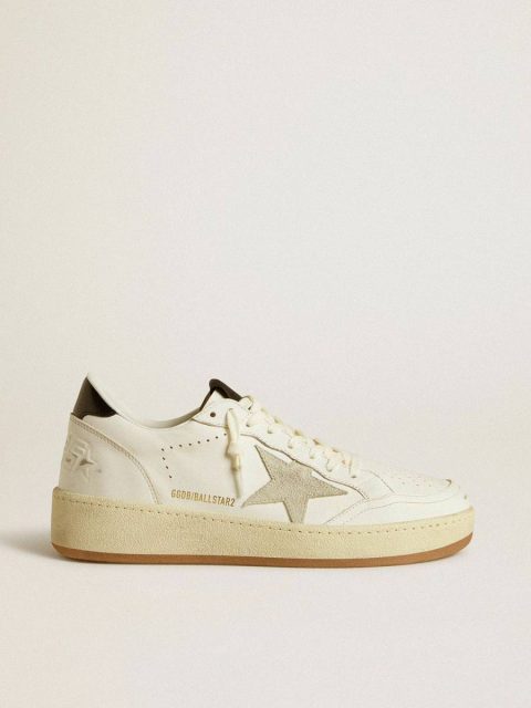 White Men Ball Star Ball Star With Ice-Gray Suede Star And Glossy Black Leather Heel Tab Golden Goose