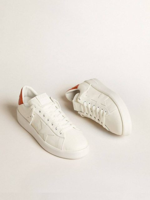 White Men Purestar Golden Goose Men's Purestar With White Leather Star And Orange Heel Tab - Image 2