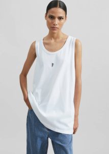 White Men Tops The Frankie Shop Rexy Embroidered Tank Top - White