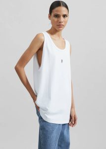 White Men Tops The Frankie Shop Rexy Embroidered Tank Top - White - Image 3