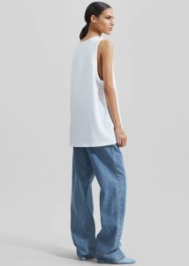 White Men Tops The Frankie Shop Rexy Embroidered Tank Top - White - Image 5