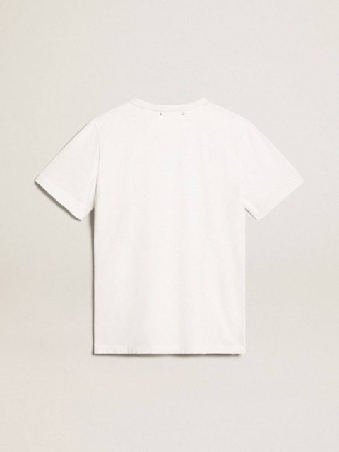 White Men's White T-Shirt With Distressed Treatment Men Golden Goose T-Shirts & Polo Shirts - Image 4
