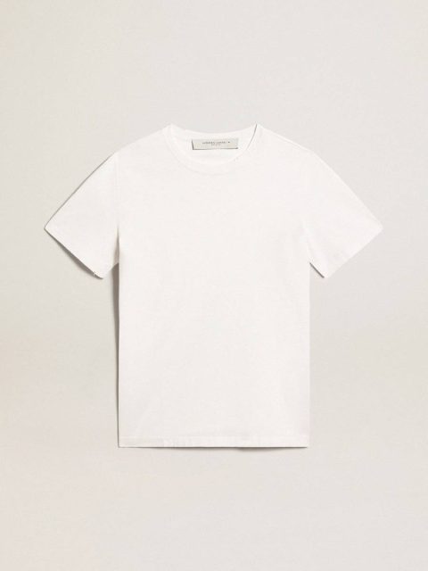 White Men's White T-Shirt With Distressed Treatment Men Golden Goose T-Shirts & Polo Shirts