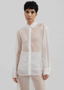 White Peri Sheer Shirt - White Tops The Frankie Shop Women - Image 2