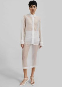 White Peri Sheer Shirt - White Tops The Frankie Shop Women