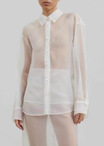 White Peri Sheer Shirt - White Tops The Frankie Shop Women - Image 3