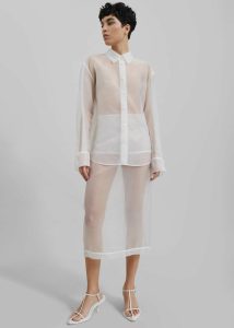 White Peri Sheer Shirt - White Tops The Frankie Shop Women - Image 4