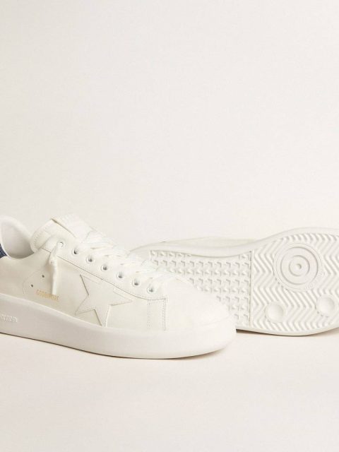 White Purestar Men Men's Purestar In Leather With White Star And Blue Lizard Leather Heel Tab Golden Goose - Image 3