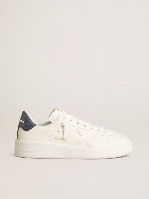 White Purestar Men Men's Purestar In Leather With White Star And Blue Lizard Leather Heel Tab Golden Goose