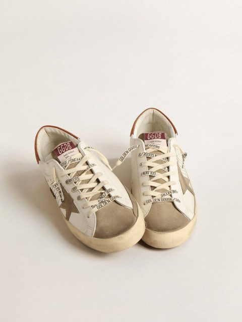 White Super-Star With Suede Star And Brown Leather Heel Tab Men Golden Goose Super-Star - Image 2