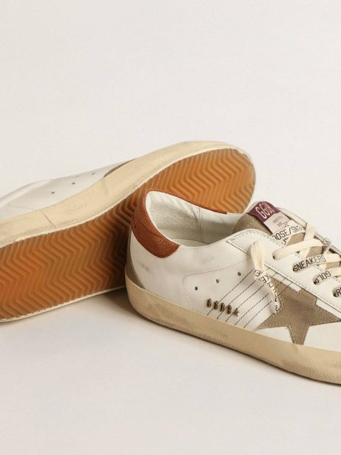 White Super-Star With Suede Star And Brown Leather Heel Tab Men Golden Goose Super-Star - Image 4