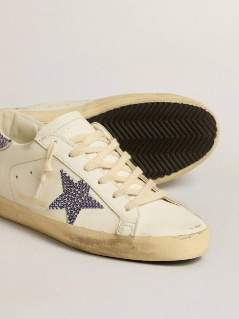 White Super-Star Women Women’s Super-Star Ltd With Suede Star And Heel Tab With Swarovski Crystals Golden Goose - Image 3