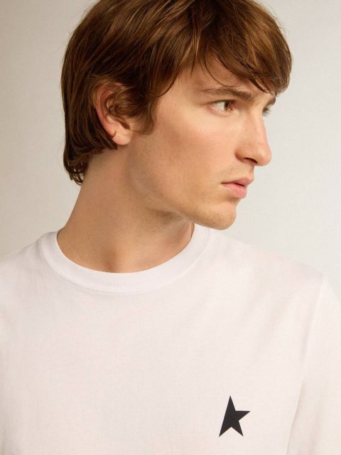 White T-Shirts & Polo Shirts Golden Goose Men White Star Collection T-Shirt With Black Star On The Front - Image 2