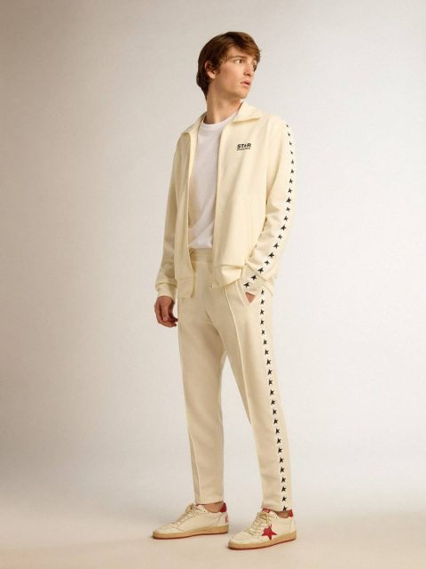 White T-Shirts & Polo Shirts Golden Goose Men White Star Collection T-Shirt With Black Star On The Front - Image 3