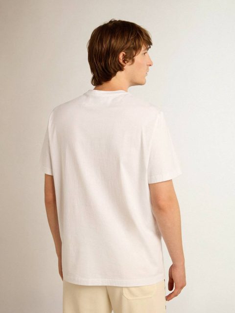 White T-Shirts & Polo Shirts Golden Goose Men White Star Collection T-Shirt With Black Star On The Front - Image 4