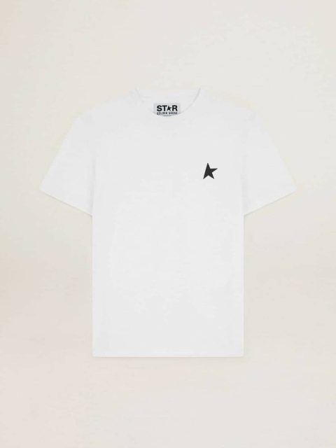 White T-Shirts & Polo Shirts Golden Goose Men White Star Collection T-Shirt With Black Star On The Front