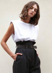 White The Frankie Shop Women Eva Padded Shoulder Muscle T-Shirt - White Tops