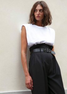 White The Frankie Shop Women Eva Padded Shoulder Muscle T-Shirt - White Tops - Image 3