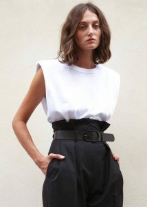 White The Frankie Shop Women Eva Padded Shoulder Muscle T-Shirt - White Tops - Image 4