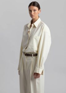 White Tops The Frankie Shop Jour Shirt - Cream Women - Image 5