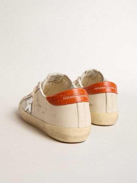 White Women Super-Star Ltd With Silver Leather Star And Croc-Print Leather Heel Tab Golden Goose Super-Star - Image 4