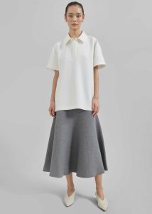 White Women The Frankie Shop Tops Harper Polo Shirt - White - Image 2