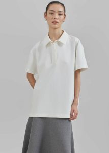 White Women The Frankie Shop Tops Harper Polo Shirt - White