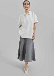 White Women The Frankie Shop Tops Harper Polo Shirt - White - Image 4