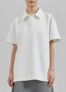 White Women The Frankie Shop Tops Harper Polo Shirt - White - Image 5
