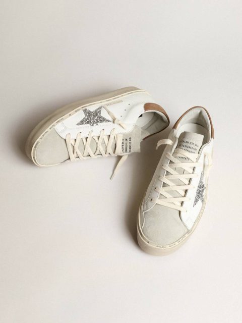 White Women’s Hi Star With Silver Glitter Star And Dove-Gray Nubuck Heel Tab Hi Star Women Golden Goose - Image 2
