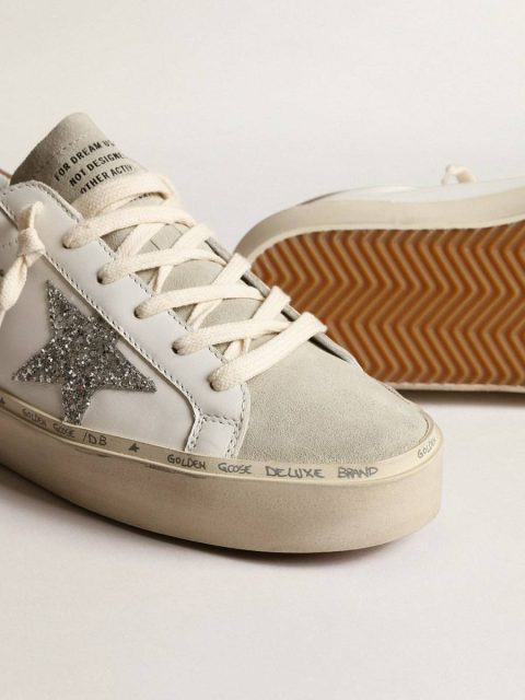 White Women’s Hi Star With Silver Glitter Star And Dove-Gray Nubuck Heel Tab Hi Star Women Golden Goose - Image 4