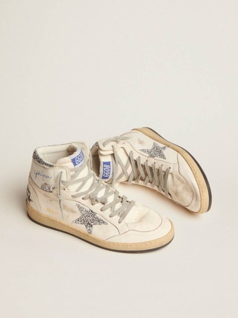 White Women's Sky-Star With Signature On The Ankle And Silver Inserts Golden Goose Sky-Star Women - Image 2