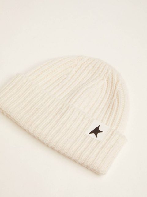 White Wool Beanie With Black Star Hats Papyrus White Golden Goose Women - Image 2