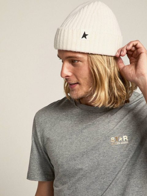 White Wool Beanie With Black Star Hats Papyrus White Golden Goose Women - Image 4