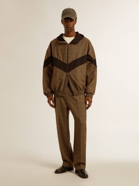 Windcheater In Beige And Black Houndstooth Golden Goose Coats & Jackets Beige And Black Men - Image 4