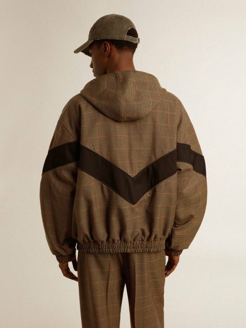 Windcheater In Beige And Black Houndstooth Golden Goose Coats & Jackets Beige And Black Men - Image 5