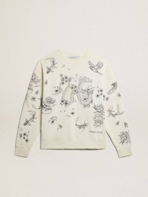 Women Aged White Aged White Cny Sweatshirt Golden Goose Sweatshirts