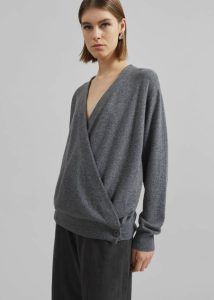 Women Albi Wrap Cardigan - Grey Knitwear Grey The Frankie Shop