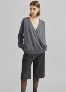 Women Albi Wrap Cardigan - Grey Knitwear Grey The Frankie Shop - Image 3