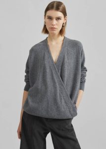Women Albi Wrap Cardigan - Grey Knitwear Grey The Frankie Shop - Image 5