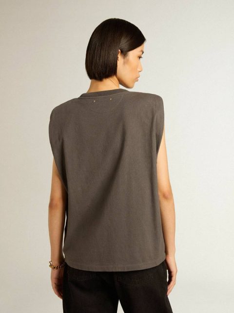 Women Anthracite Gray Sleeveless T-Shirt Anthracite Gray Golden Goose T-Shirts & Tops - Image 5