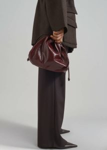 Women Bags Morgan Crackled Faux Leather Small Pouch - Burgundy Red The Frankie Shop